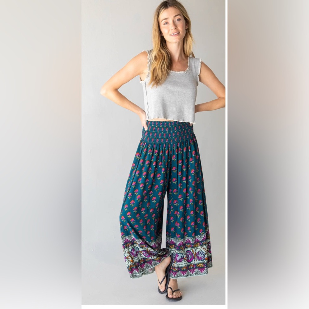 NATURAL LIFE Make a move wide leg palazzo Teal and Purple Wide-Leg Pants